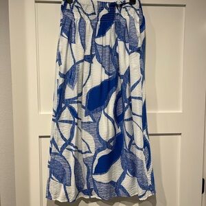 Nine West Blue Pleated A-Line Midi Skirt